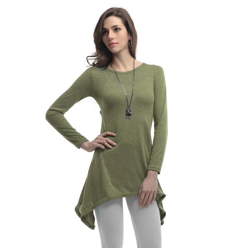 2018 Осенняя женская футболка с длинным рукавом Асимметричная одежда Vestidos