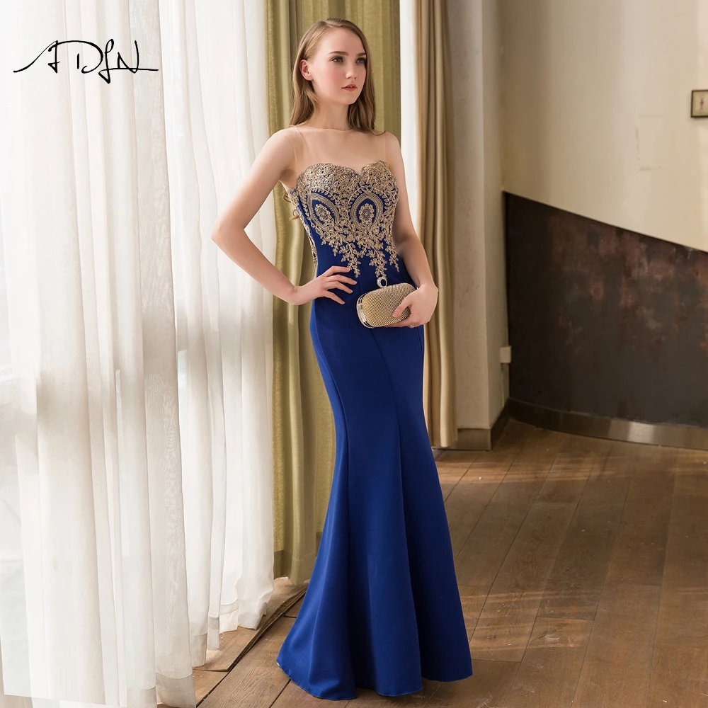 ADLN элегантное Королевское синее платье подружки невесты Вечерние платья Длинные