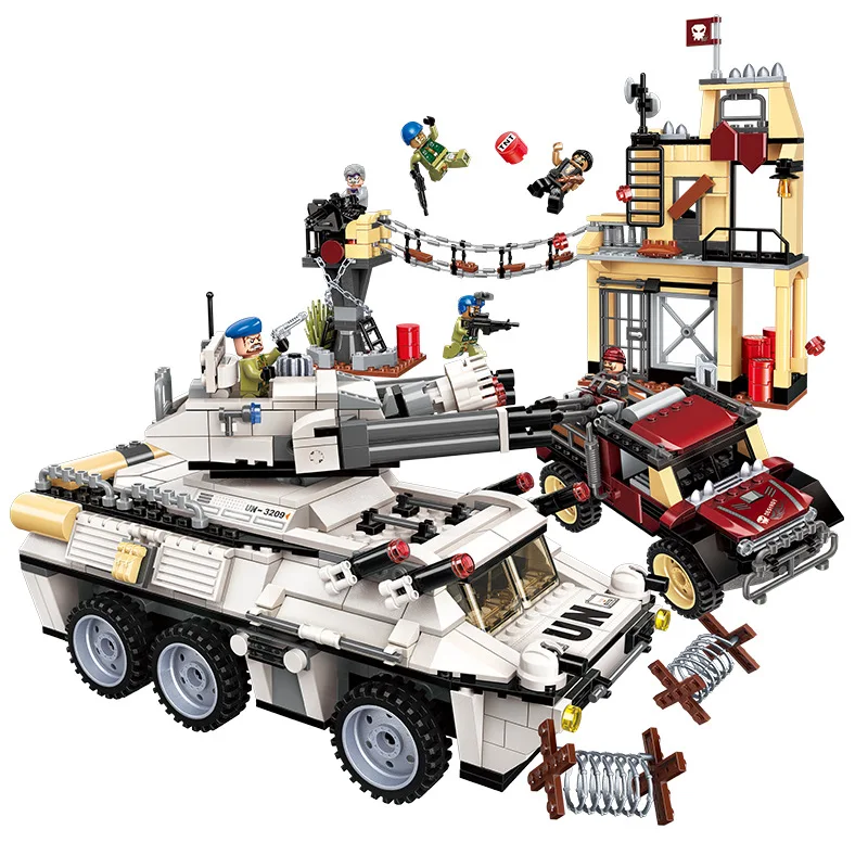 Гром Миссия мальчик собранные кирпичи совместимые Legoingly город Военный танк