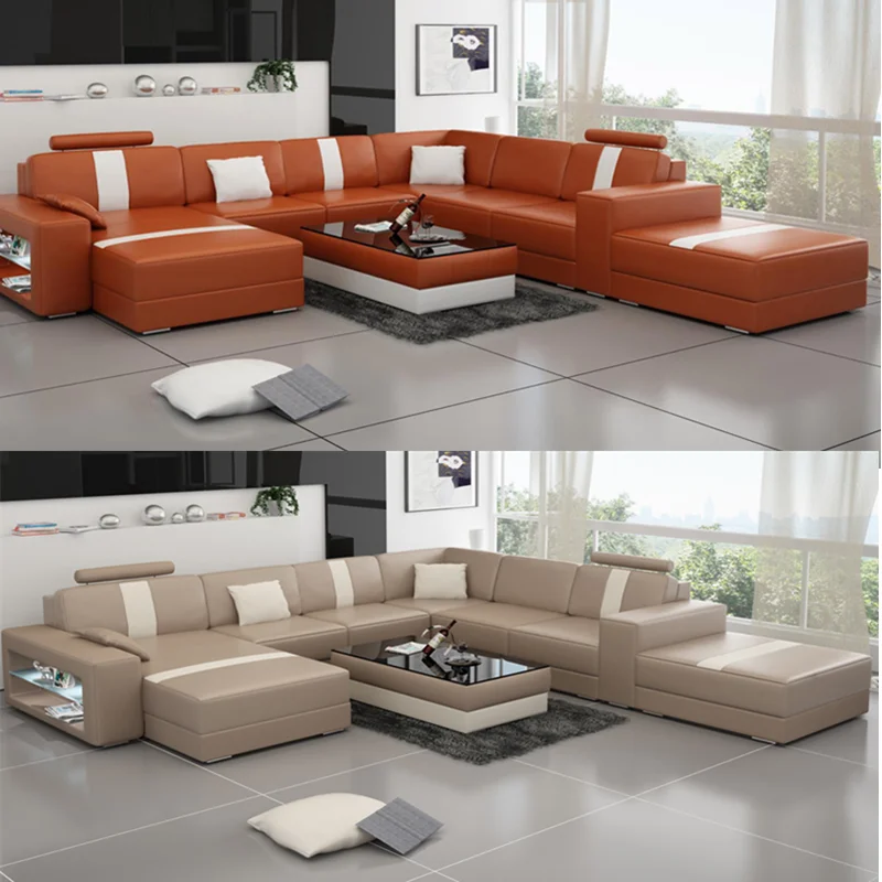 Minimalist modern sofa set genuine leather living room furniture | Мебель