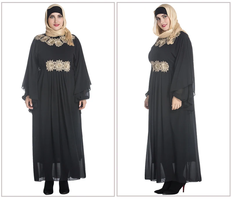 Малайзия Большие размеры XL-7XL мусульманское платье-Абая Дубай Vestidos турецкая исламская шифоновая Одежда Женская Аппликация рукав «летучая мышь» abaya s