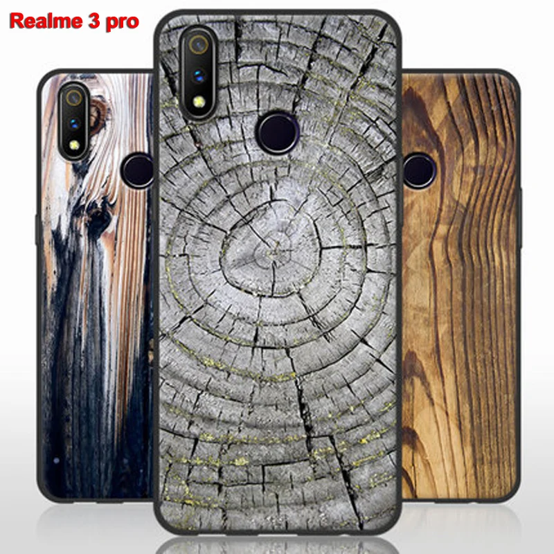 Силиконовый бампер для OPPO Realme 3 pro чехол Real me 3pro мягкий из ТПУ с деревянным камнем