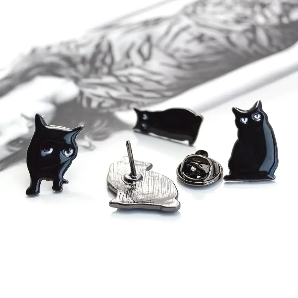 (4 шт./компл.) 2016 Новый дизайн сезона прекрасный черной эмалью эпоксидной Cat и броши