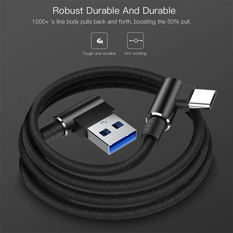 Robotsky 90 градусов usb type-C кабель для samsung A6 S8 2A L локоть USB-C кабель Быстрая Зарядка Кабели для переключателя rend Oneplus6