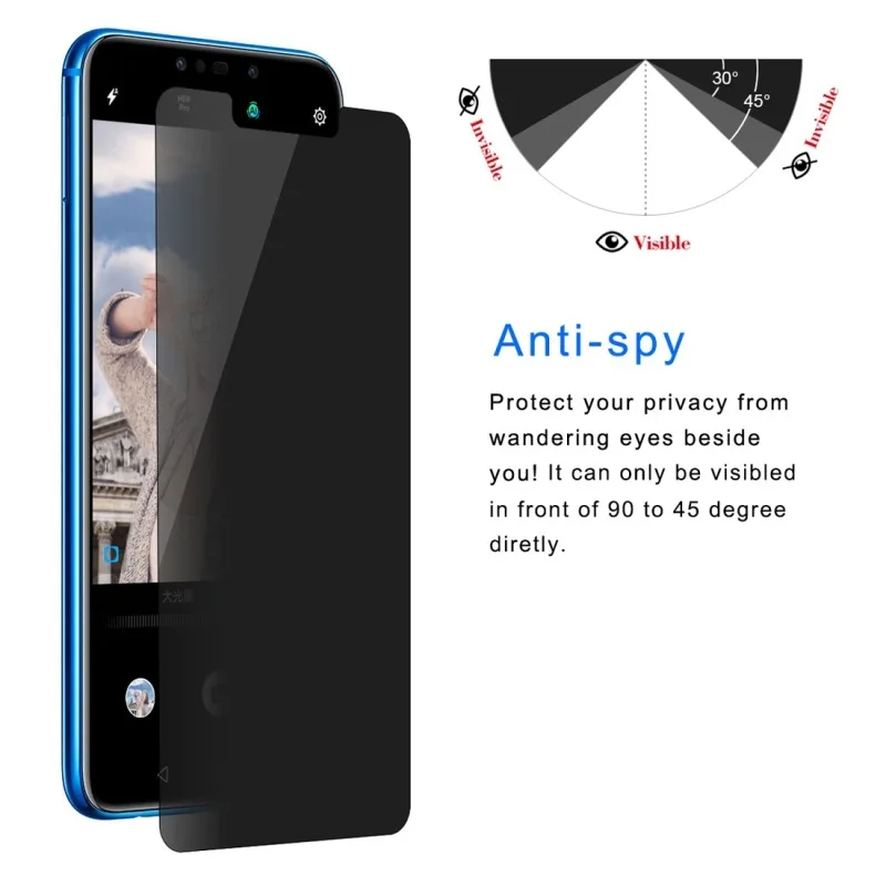 JGKK анти-шпионское закаленное стекло для Huawei P Смарт черный экран протектор плюс