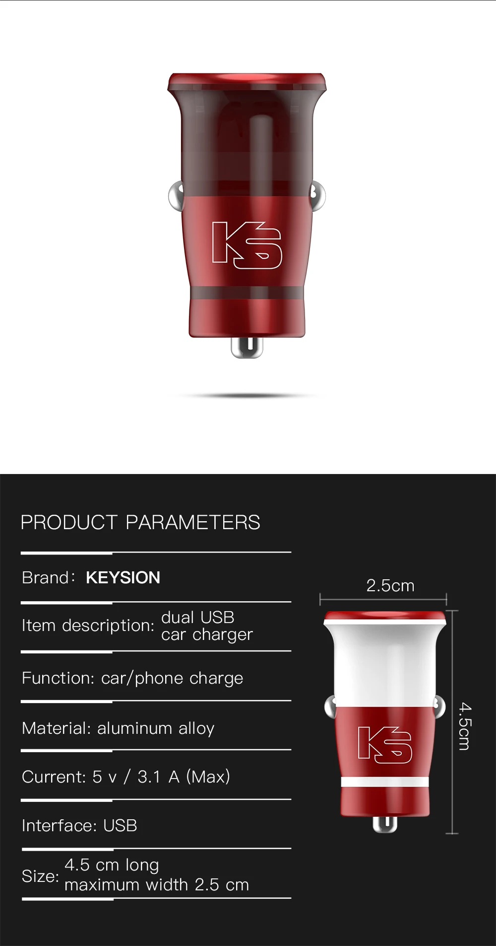 KEYSION Mini 3.1A USB Автомобильное зарядное устройство двойной мобильный телефон быстрое зарядное устройство планшет автомобильное зарядное устройство для iPhone X 8 7 6 для samsung для Xiaomi