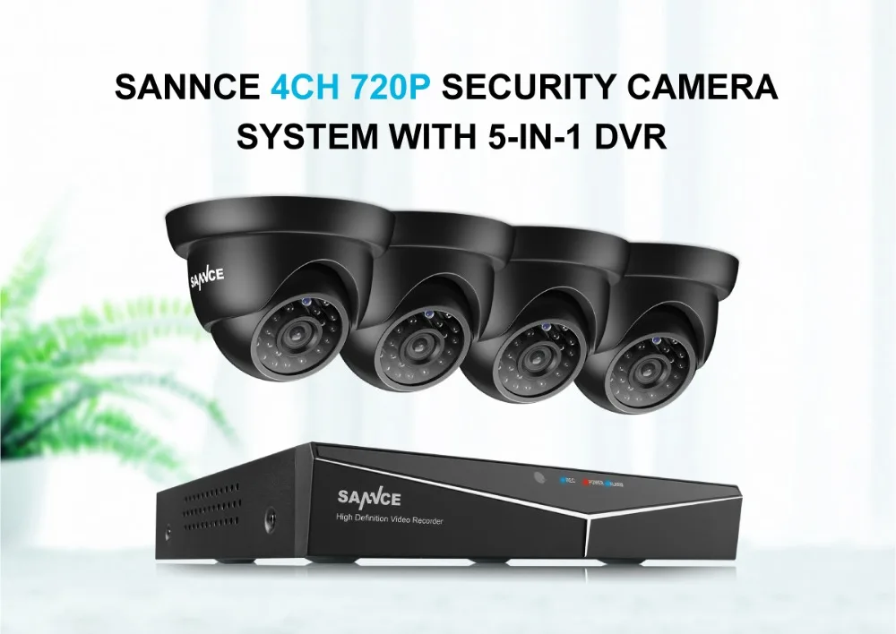 SANNCE 4CH 720P CCTV система 1080N HDMI 5в1 DVR с 4 шт 1MP наружные погодостойкие камеры безопасности CCTV комплект видеонаблюдения