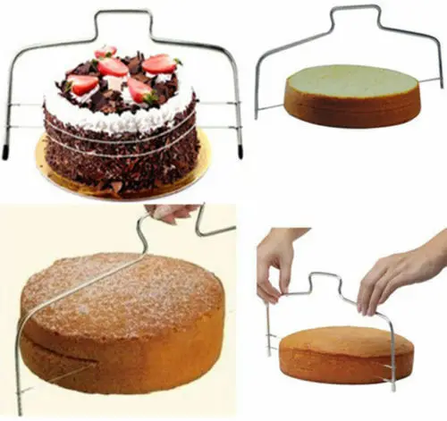 2PC Stainless Steel Adjustable Wire Cake Cutter Slicer Leveler DIY Baking Tool High Quality Scraper Kitchen Accessorie | Дом и сад
