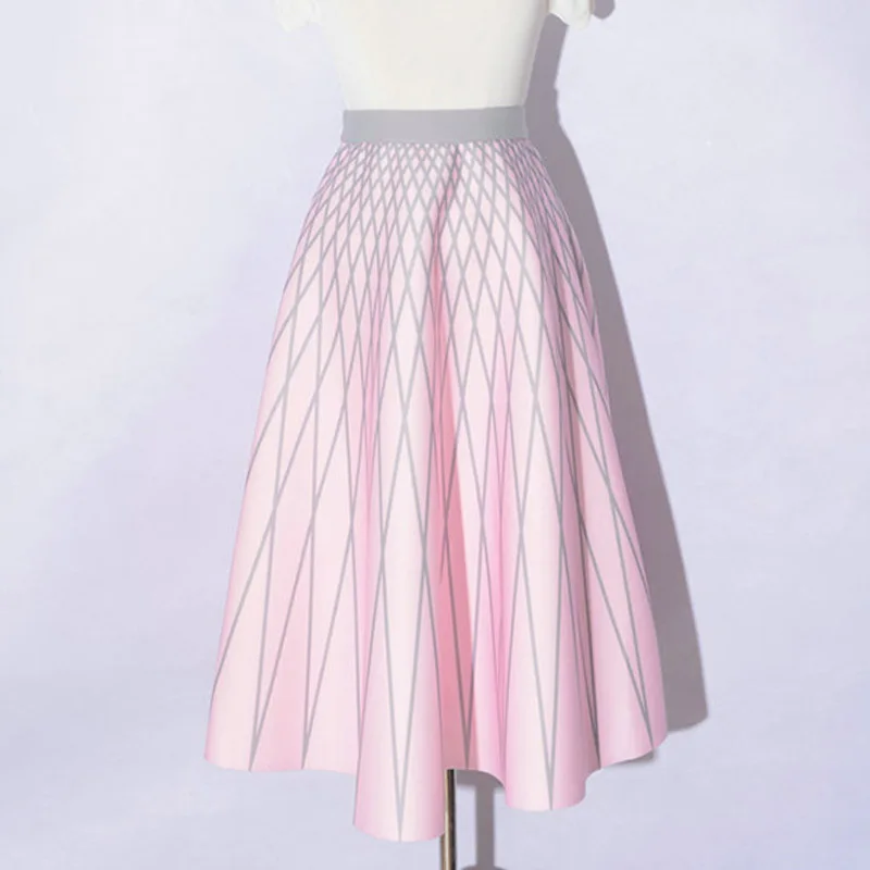 Осенне зимние винтажные миди юбки для женщин с узором в горошек/полоску женские