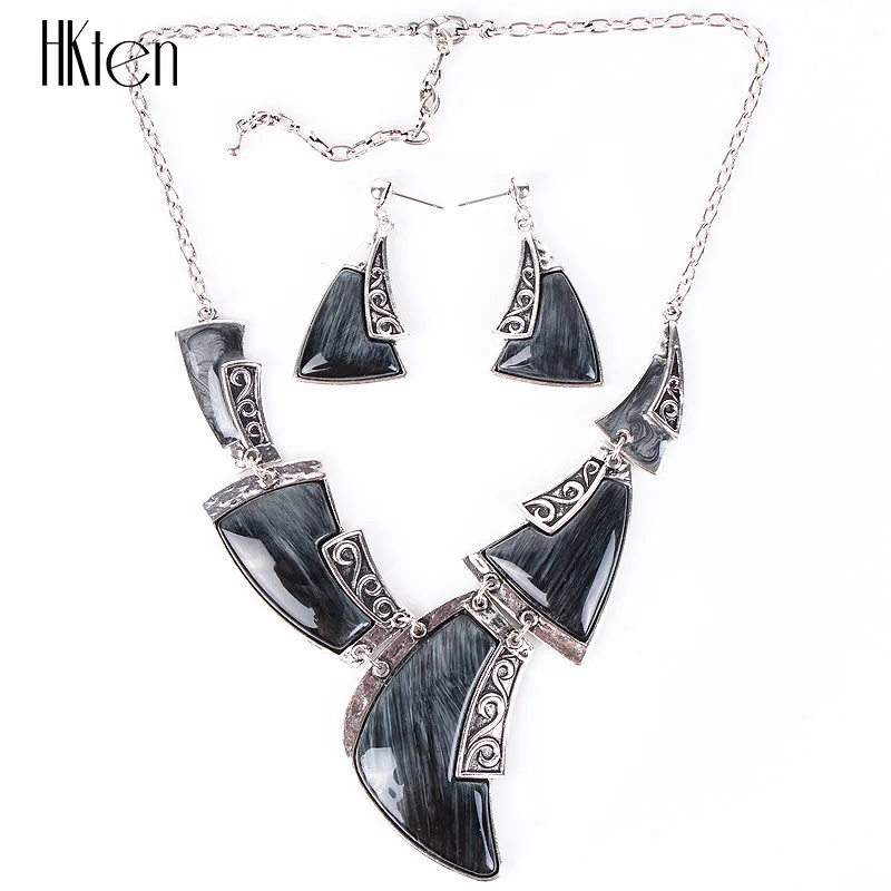 MS20708 модный брендовый комплект ювелирных изделий античное посеребренное красное