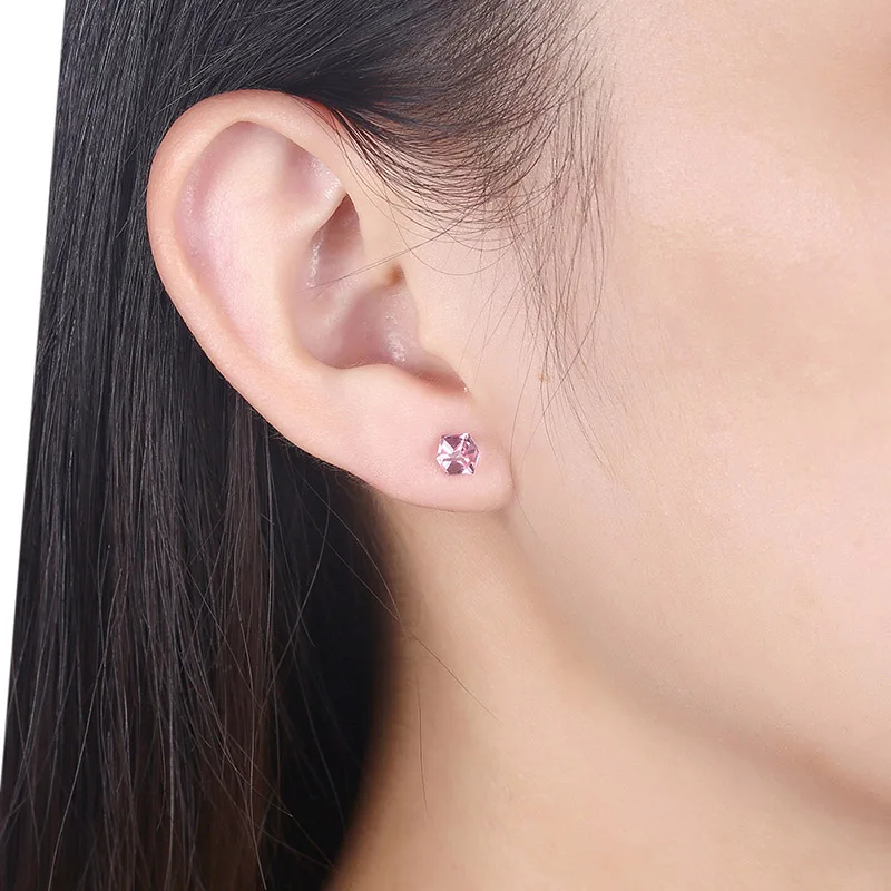 Кристаллы LEKANI от Swarovski, S925 Серебряные квадратные серьги-гвоздики, хорошее ювелирное изделие для женщин, девушек, мини, для ежедневного пирсинга, разноцветные бусы