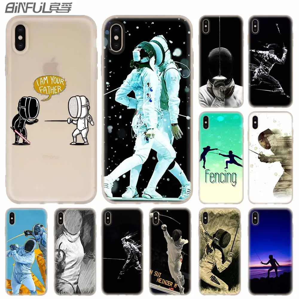 

Sport fencing Soft Silicone Case For iPhone 13 11 12 Pro X XS Max XR 6 6S 7 8 Plus SE Mini Cover