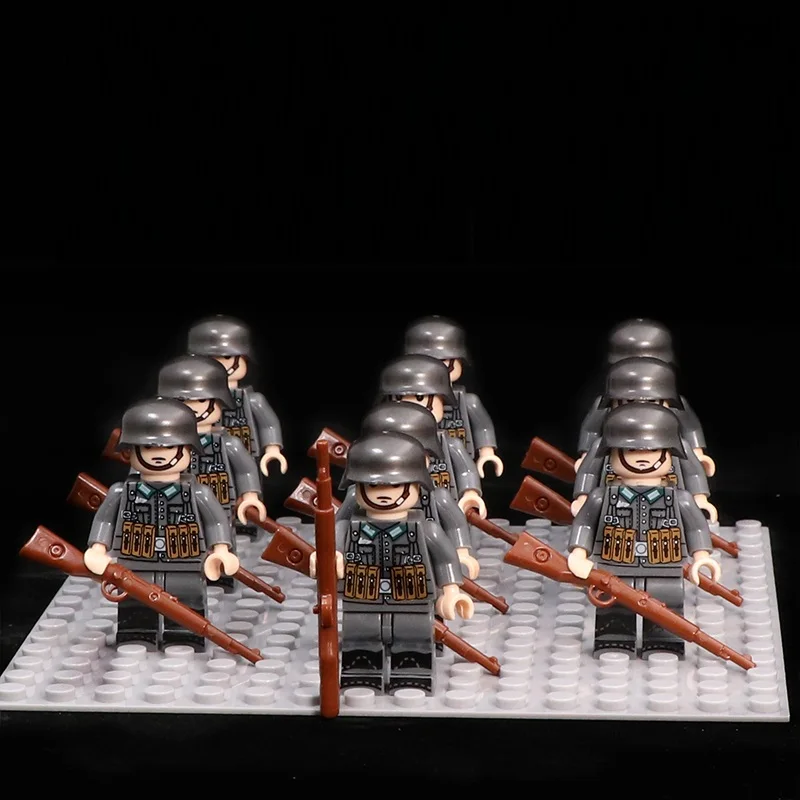Белый 10 шт. поезд солдат военный пистолет оружие городская полиция части playmobil Мини фигурки строительный блок кирпич оригинальные игрушки - Цвет: Белый