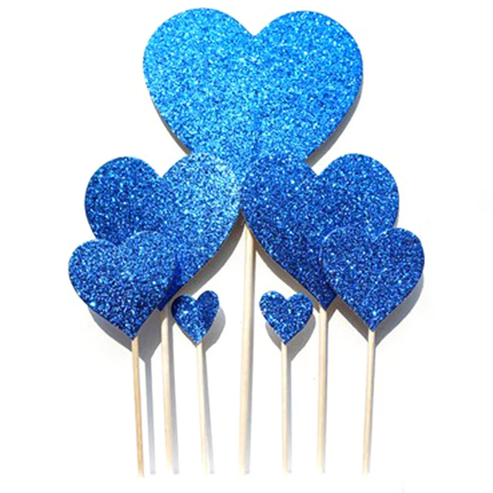 7 шт блеск Топпер для торта в форме сердца кекс топперы деревянное украшение