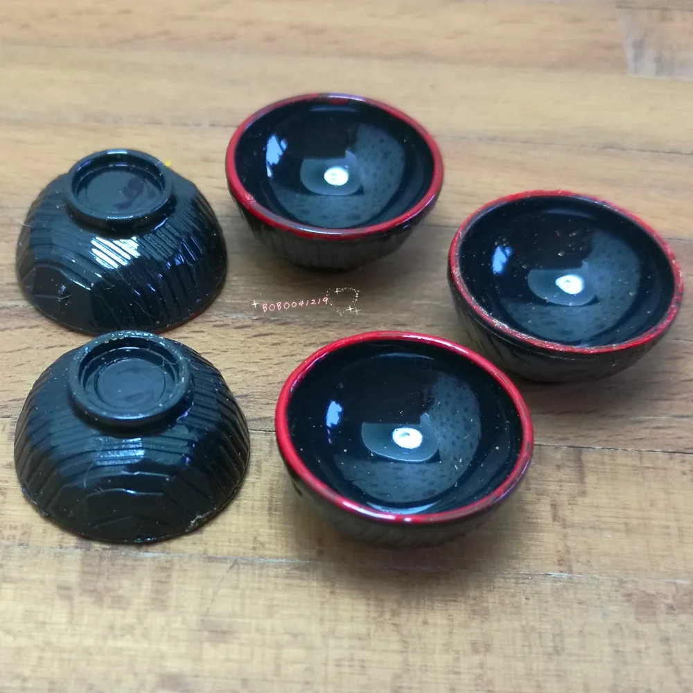 Dollhouse Miniature 1:12 Toy 5 Pcs Plastic Small Size Black Bowls L1.8cm SPO711 | Игрушки и хобби