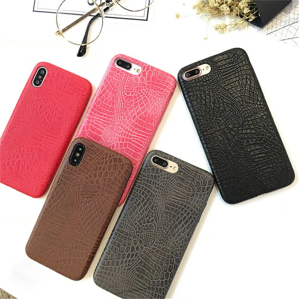 Ottwn PU крокодиловая текстура чехол для iPhone 6 7 8 Plus X XR XS Max ультра тонкие кожаные чехлы для iPhone 6 6S Plus мягкая задняя крышка