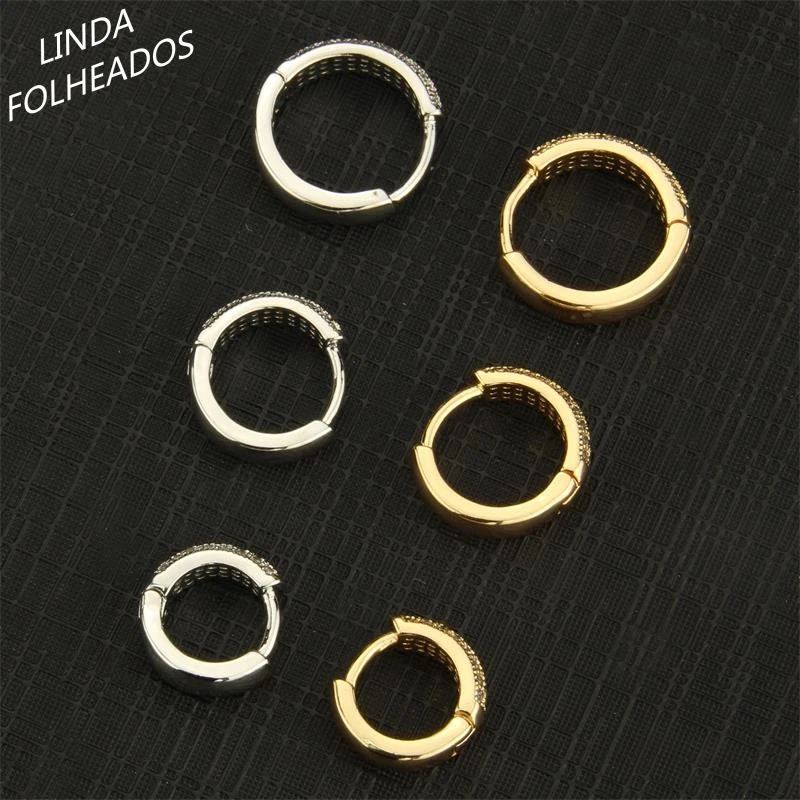 Серьги кольца женские круглые с фианитом 12/14/16 мм|Серьги-кольца| |