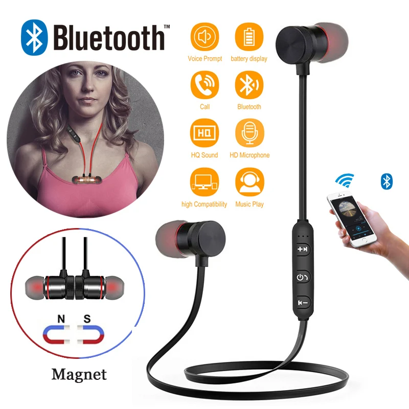 Спортивные Bluetooth наушники Audifonos 4 1 беспроводные металлические Super Bass Наушники для