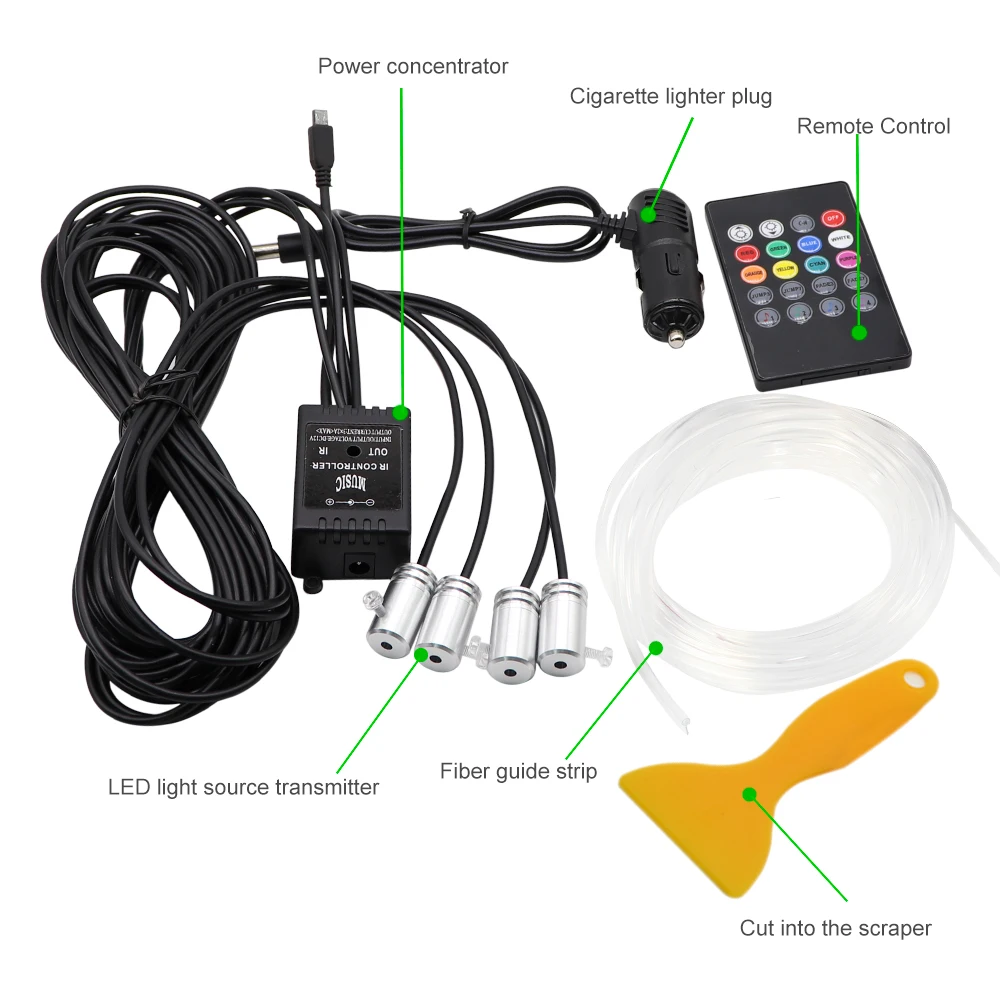 

Ambient Light 8 Color RGB Remote Control Car Atmosphere Light Lamp Car Interior Decoration Atmosphere Light Kit Neon Srip Lamp