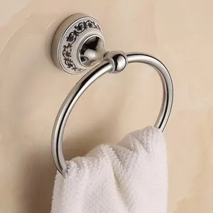 towel ring Роскошный держатель для полотенец, настенный набор аксессуаров для ванной комнаты, керамический набор из нержавеющей стали для ванной, хромированный держатель для туалетной щетки - Цвет: towel ring