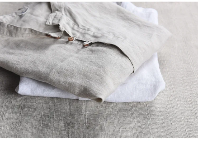 Мужская рубашка с короткими рукавами Повседневная из 100% льна китайским