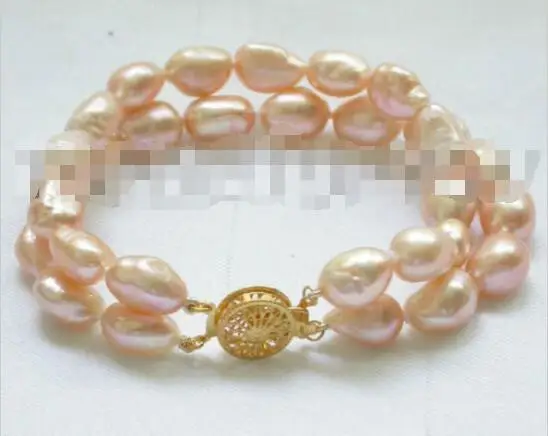 Бесплатная доставка&gt отличный 8 &quot2row 12 мм БАРОККО РОЗОВЫЙ пресноводный жемчуг