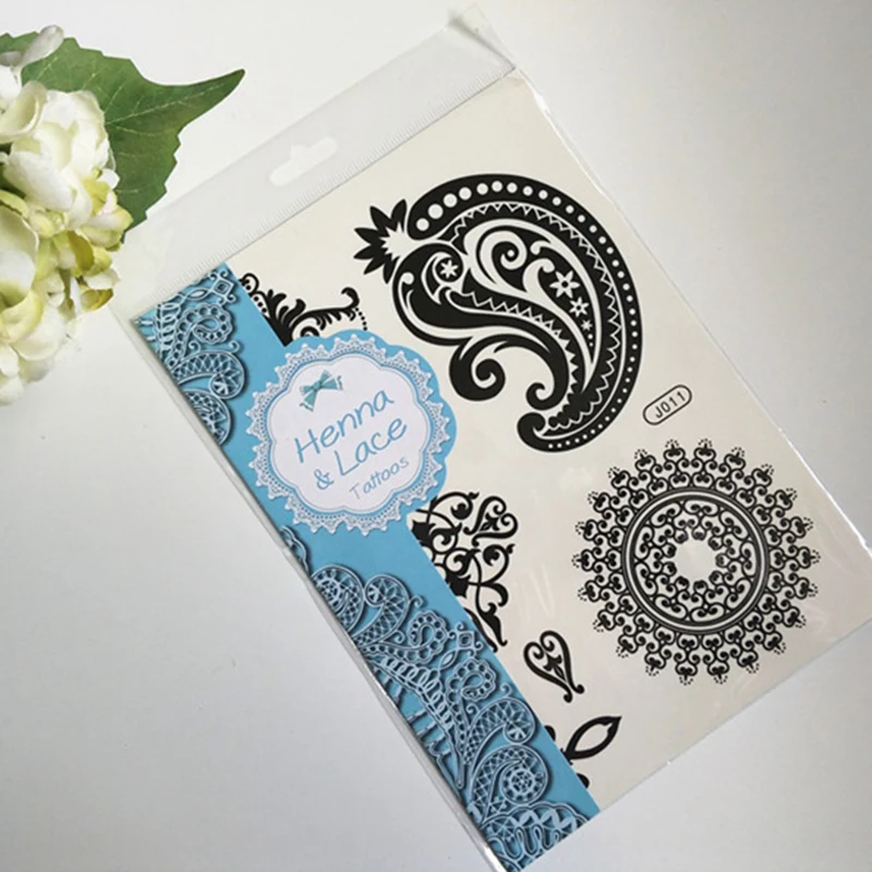 1 шт. черные хны тату наклейки в виде кружева для краски тела цветок хна свадебные