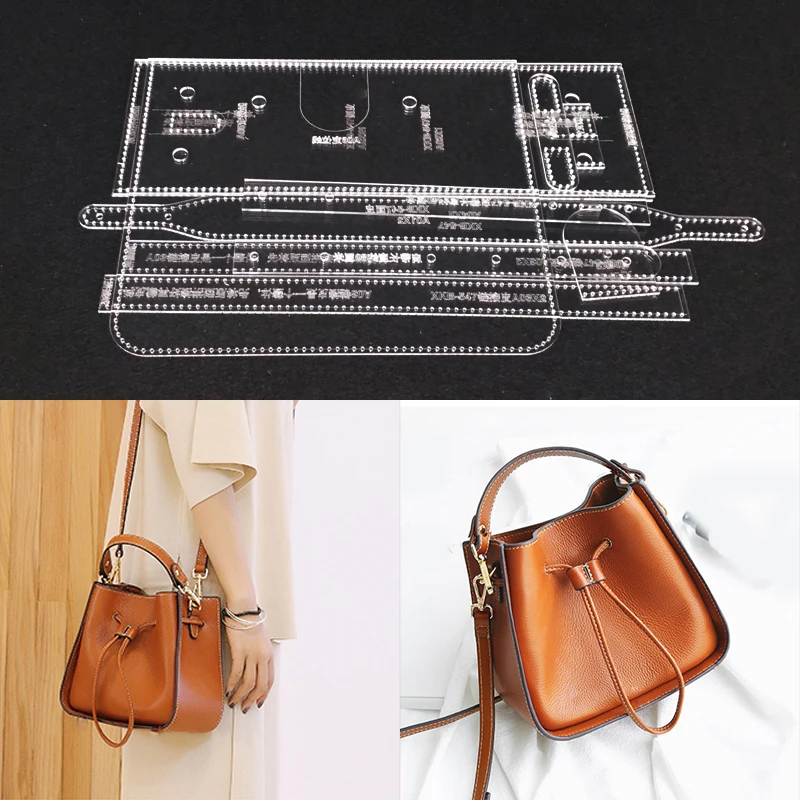 

Acrylic Stencil Laser Cut Template DIY Leather Handmade Craft Shoulder Bag Sewing Pattern 220x190x100mm