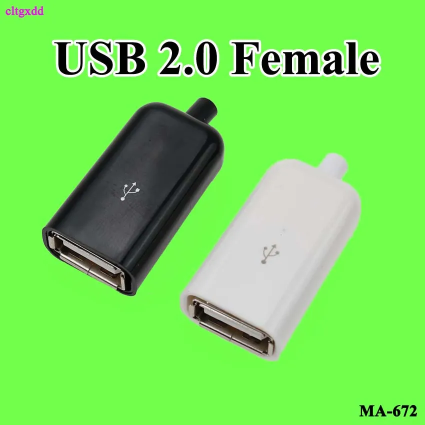 Cltgxdd 2 шт. тип A гнездо USB 4 контакта разъем с черной белой пластиковой крышкой |