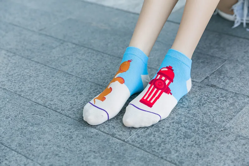 Популярные модные носки Harajuku с забавным рисунком из мультфильма chaussettes, женские носки с головой тыквы и лося, милые носки до щиколотки kawaii happy