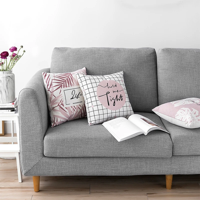 Прямая поставка наволочка с тропическими листьями пыльно розовая для подушки