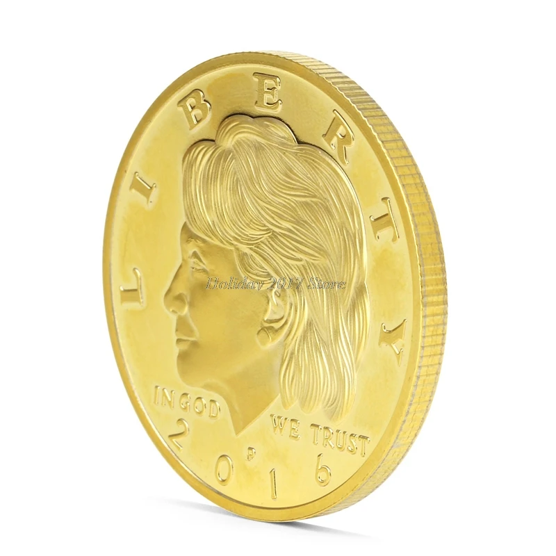 2017 Золотой Серебристый Хиллари Клинтон в Боге мы доверяем памятной вызов монеты