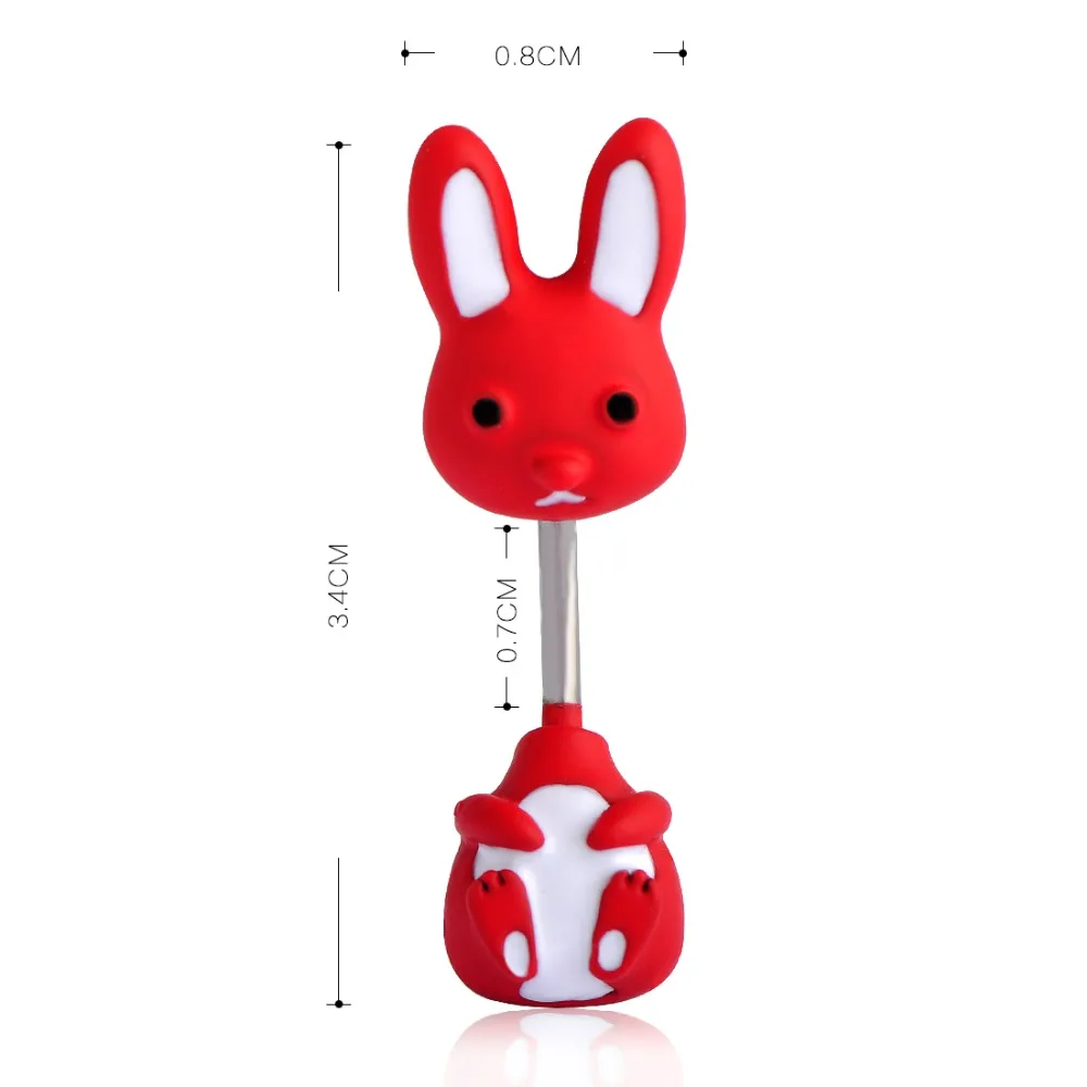 Funmor кольцо на пупок с изображением кролика из медицинской нержавеющей стали 316L