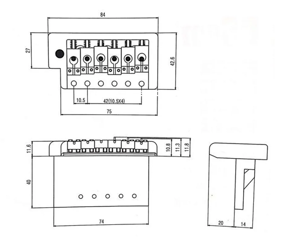 Хромированный винтажный мост ST Tremolo для sung-IL (art.: 7af587f09) - 7af587f09
