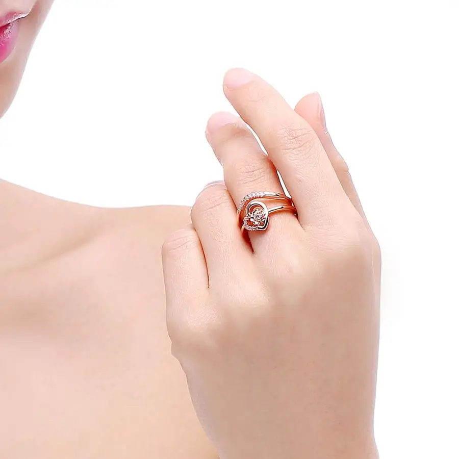 Цветок и Лаки сердца Open End розовый/белый цвет золотистый кольцо Уникальный дизайн