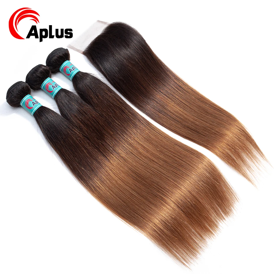 Aplus T1B/4/30 3 тона Омбре волосы с застежкой 100% человеческие предварительно