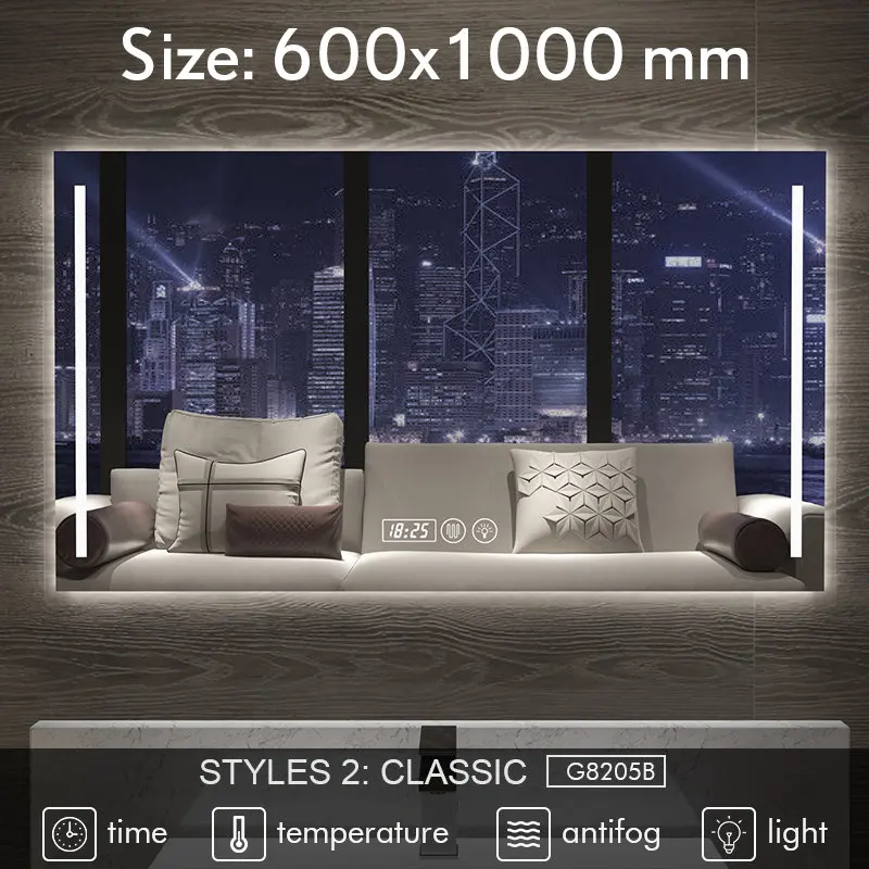 G8205B-600x1000mm Gisha, умное зеркало, светодиодный, зеркало для ванной комнаты, настенное, зеркало для ванной комнаты, туалетное, противотуманное зеркало с сенсорным экраном, Bluetooth G8205 - Цвет: G8205B-600x1000mm