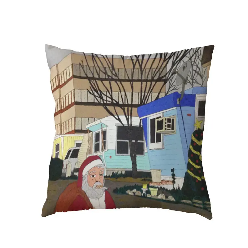 Наволочки из полиэстера персиковая кожа 45 см Санта Клаус белая луна лось