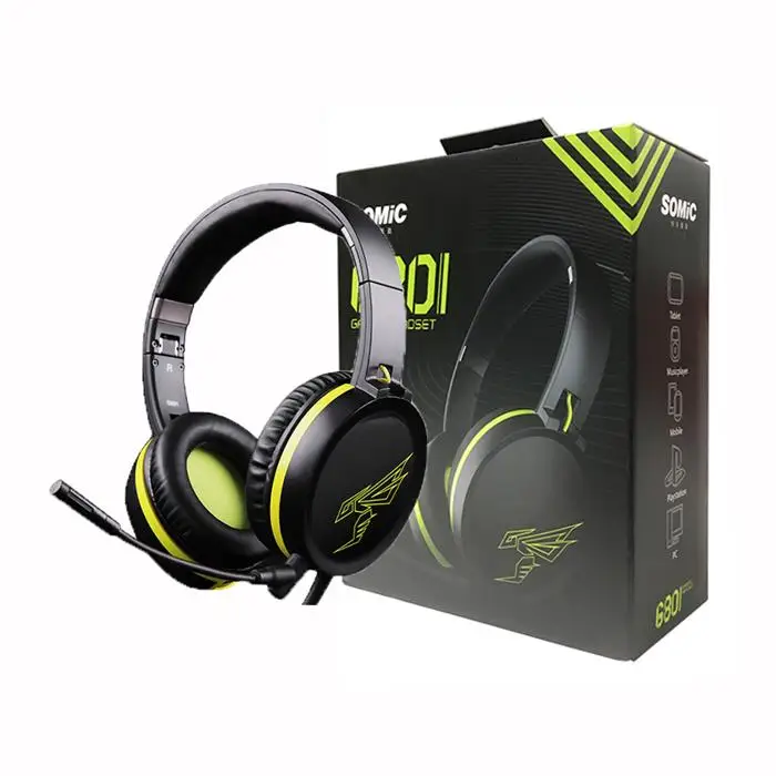 SOMIC G801 PS4 Игровые наушники Heaset для Xbox One Складные стерео наушники со съемным микрофоном 3,5 мм разъем для ноутбука телефона - Цвет: with retail box