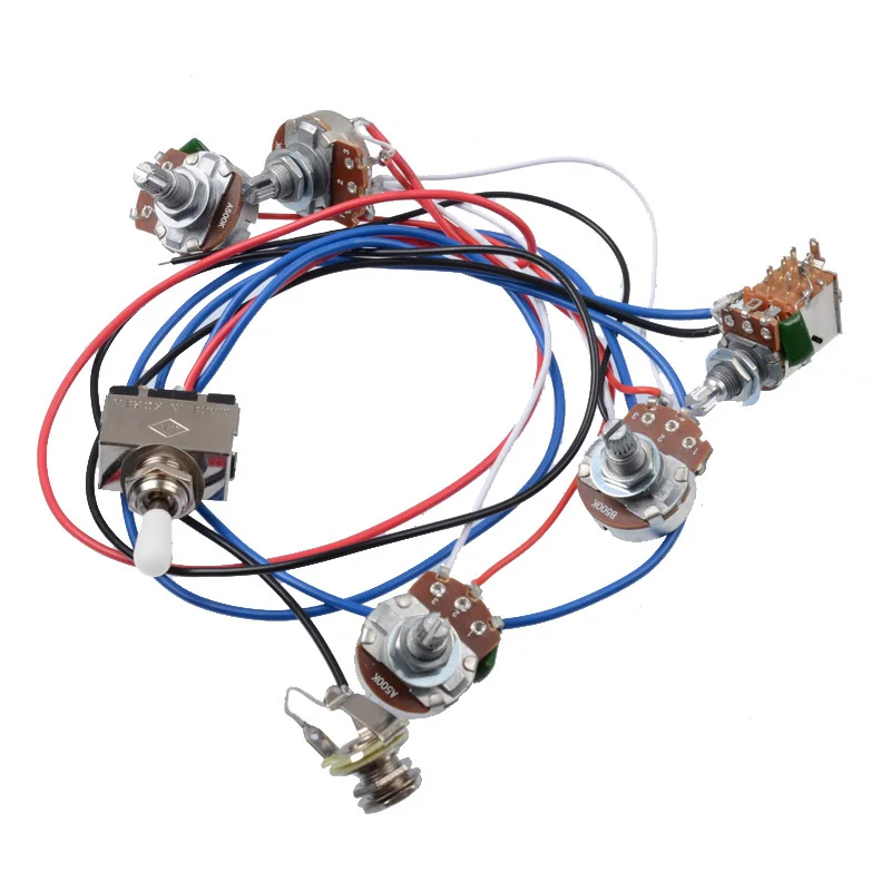 White Комплект жгутов электрогитары 2V2T Pot Jack 3 позиционный переключатель для Gibson Les Paul guitar Lp Запчасти для электрогитары - Цвет: White