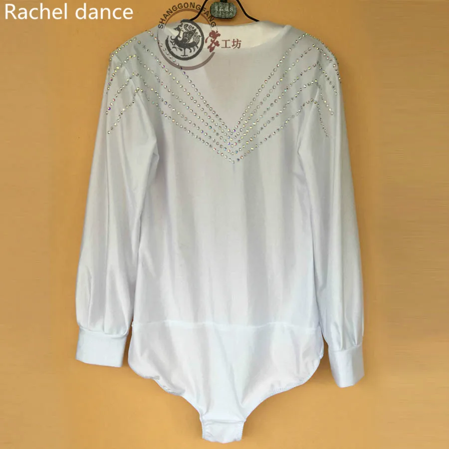 2017 Factory Outlet Can Be Mixed Batch Men's Latin Dance Dress White Long-Sleeved Diamond T-shirt Square Clothing | Тематическая