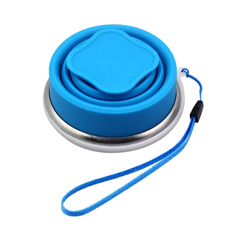 Portable Collapsible Metal ring Transparent Cover Cup Creative Outdoor Travel Folding Retractable Drinking Cups 240ml