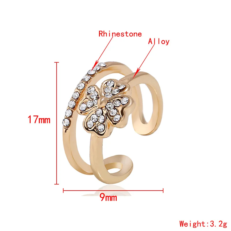 Сияющий хрустальный цветок регулируемые Открытые Кольца для Для женщин цвет