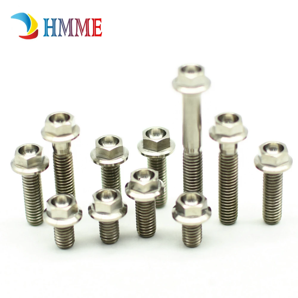 Титановый болт для мотоцикла DIY MTB M6 M6x10-60mm Ti/многоцветный Фланцевая головка шестигранные болты титановые винты Ti крепеж