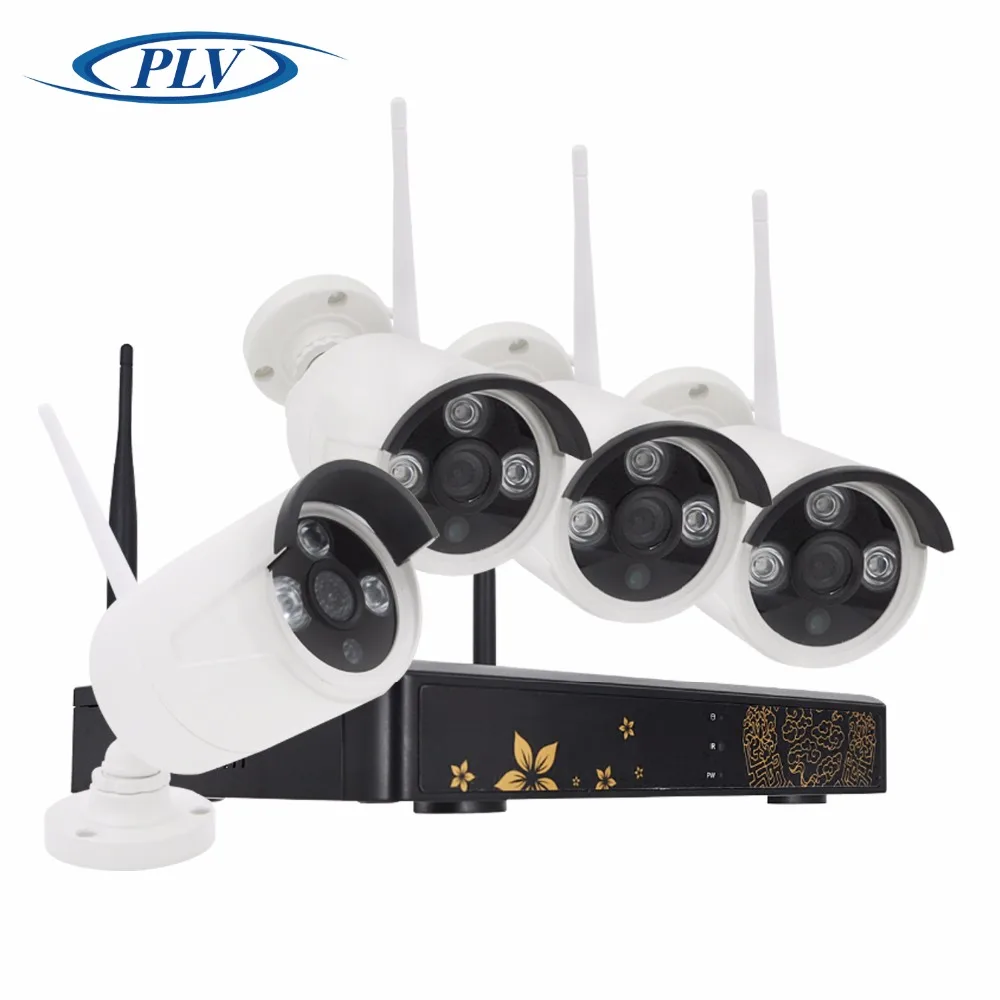 Plv 4ch 1080 P Беспроводной NVR комплект Wi-Fi видеонаблюдения Системы ИК Открытый