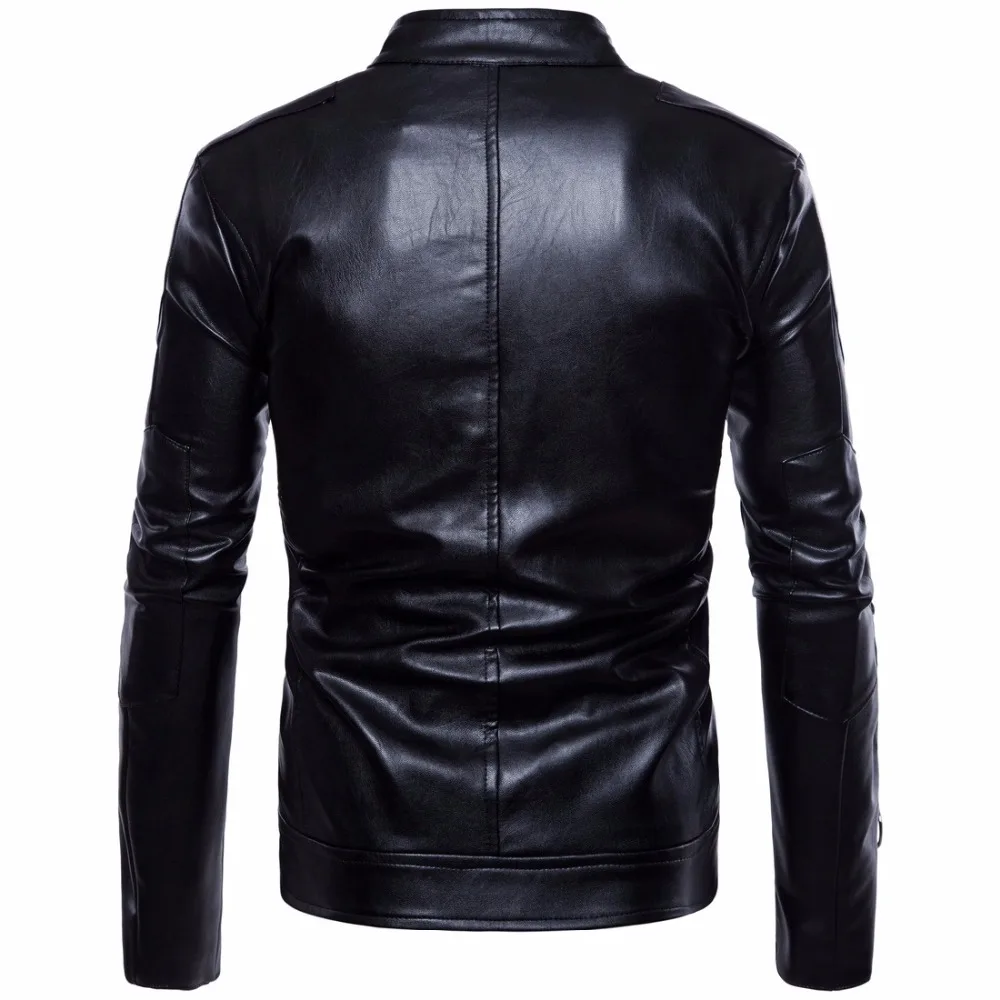 

New Men's PU Leather Jacket Coats Male Spring Autumn Punk Style Unique Pocket Casual Locomotive Coat Leather Jacket For Men Tops
