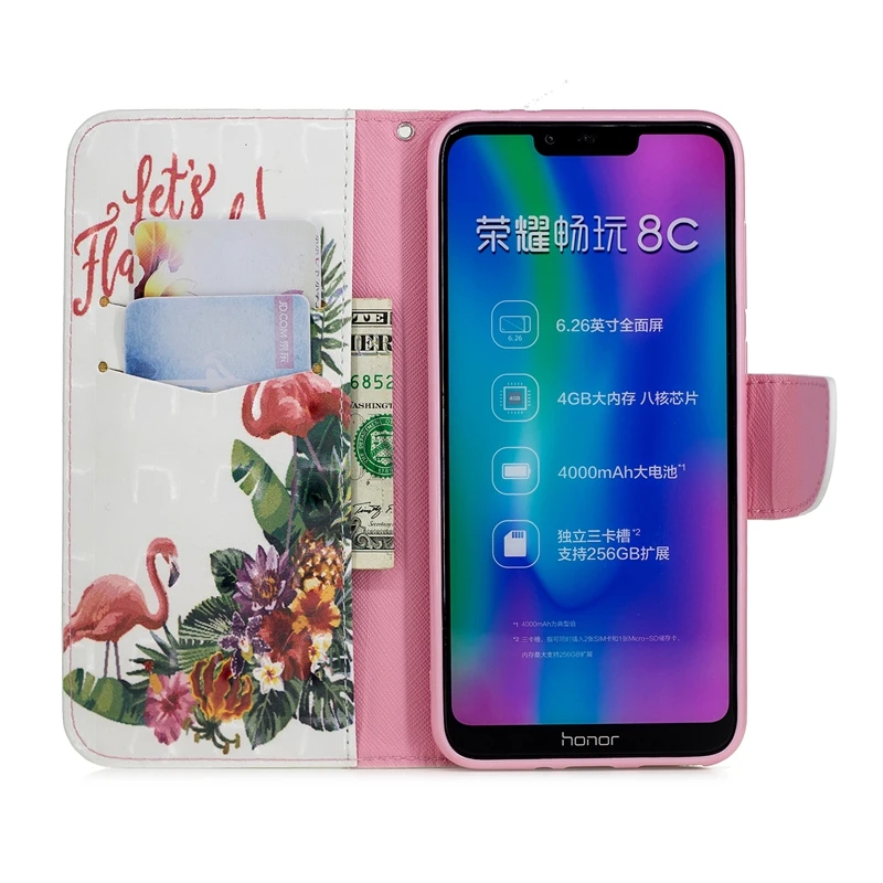 Чехол из искусственной кожи для Huawei Honor 8C Роскошный чехол кошелек с откидной
