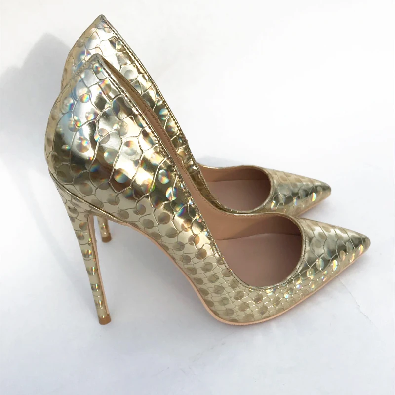 

Fashion free shipping gold python Patent Leather Poined Toe Stiletto high heel shoe pump HIGH-HEELED SHOES dress shoes