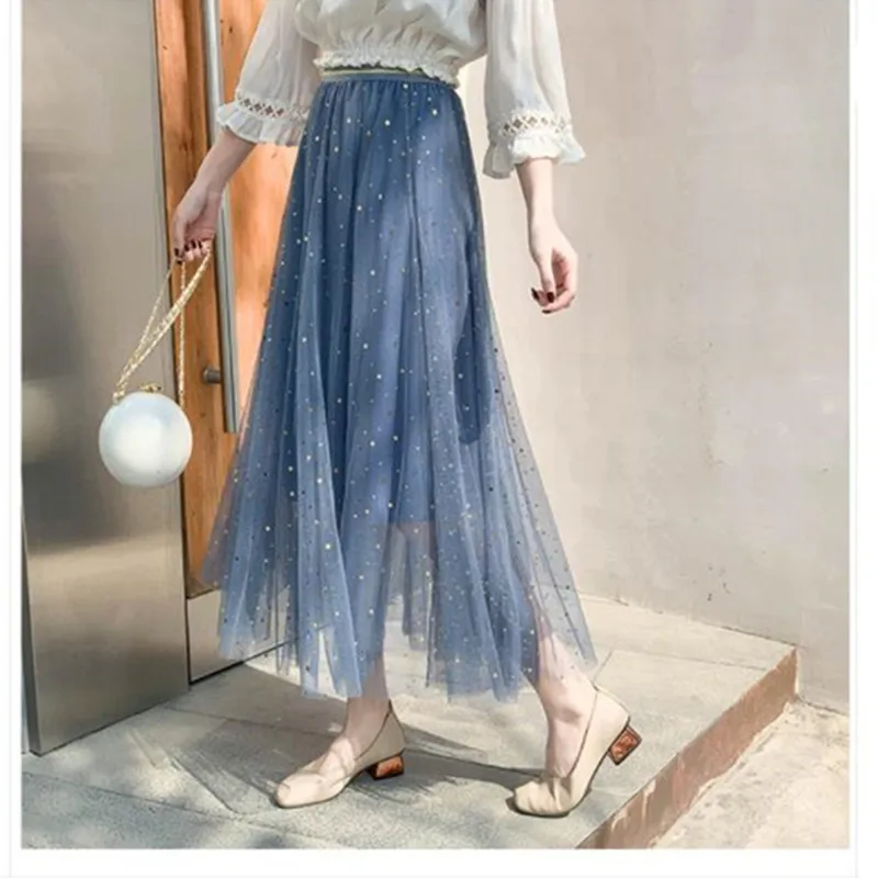 Юбка MSSNNG Женская осенне-зимняя сетчатая с завышенной талией | одежда