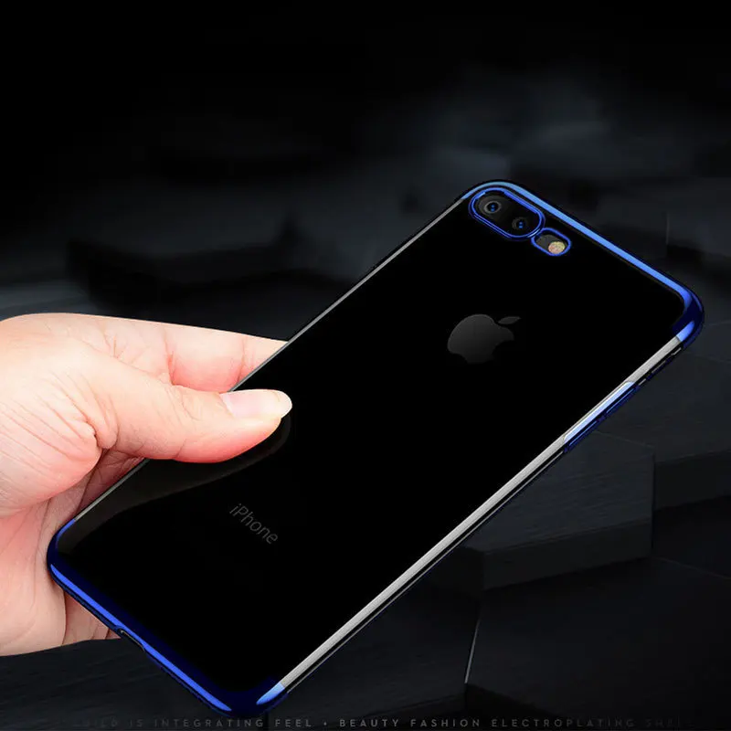 7 Plus Telefoon мотыги Роскошные покрытие силиконовый прозрачный чехол для телефона